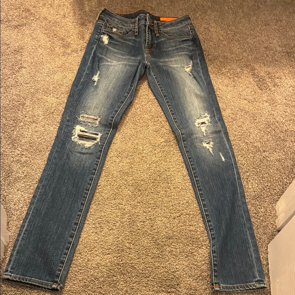 Distressed Blue Skinny Jeans